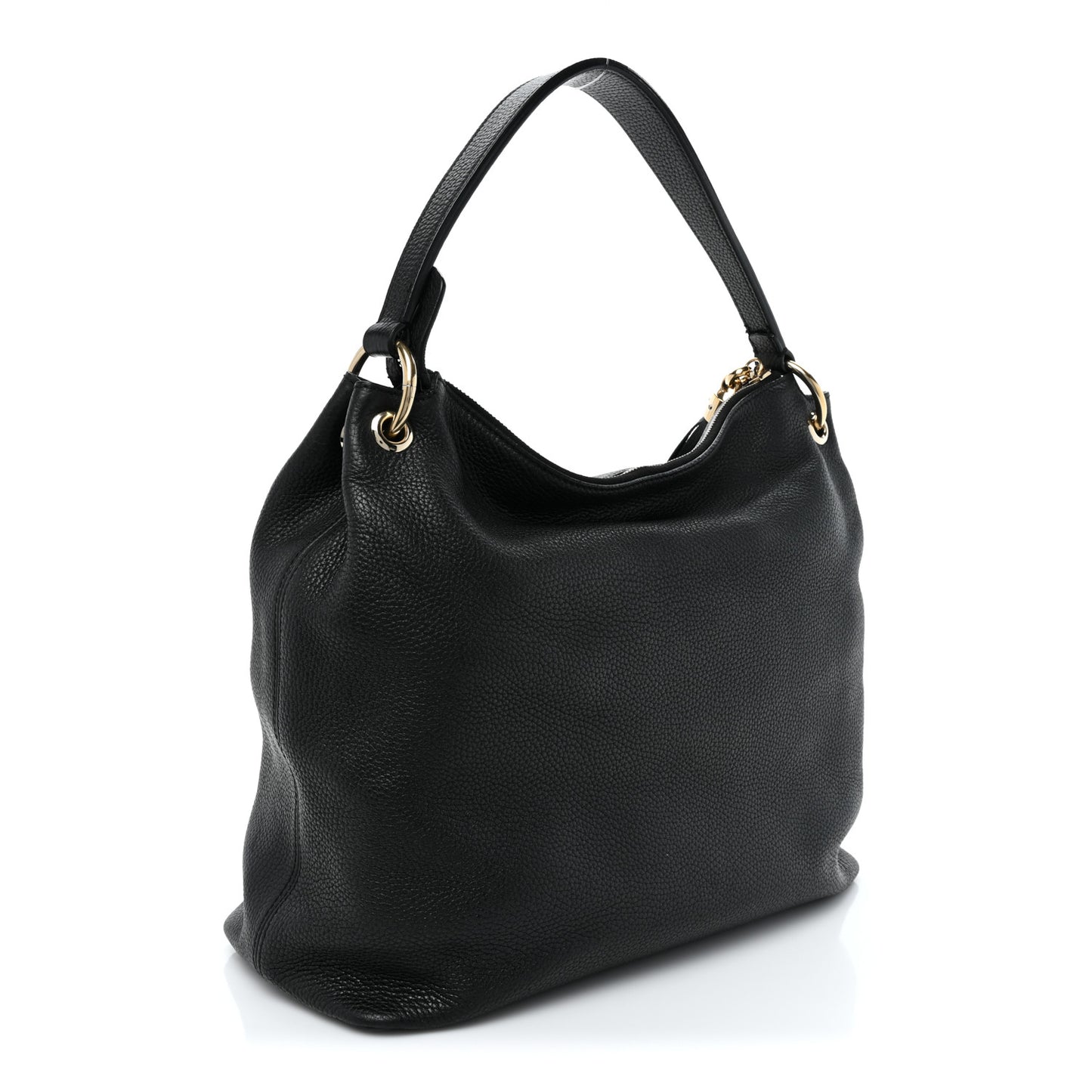 Pebbled Calfskin Large Soho Hobo Black