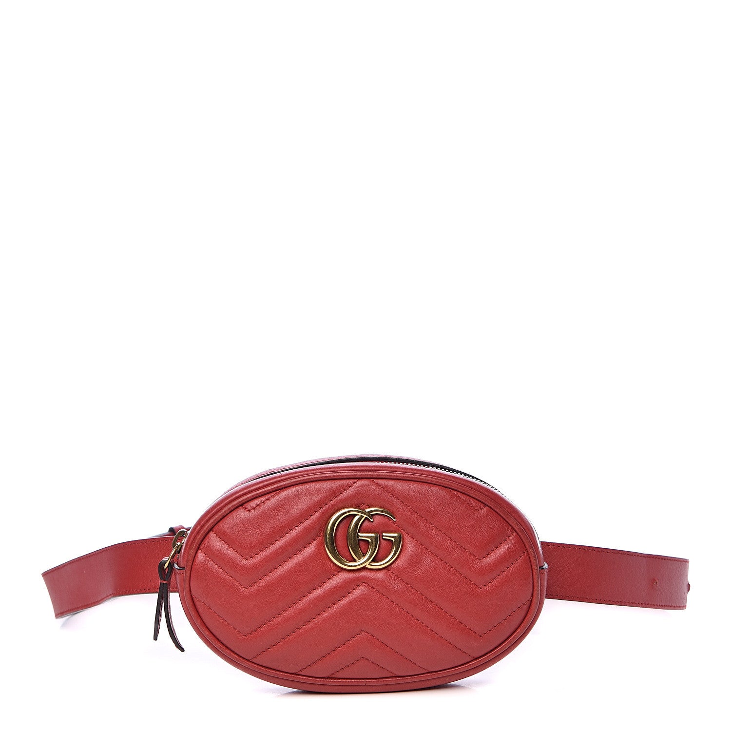 Gucci Calfskin Matelasse GG Marmont Belt Bag 105 42 Hibiscus Red 1 of 16
