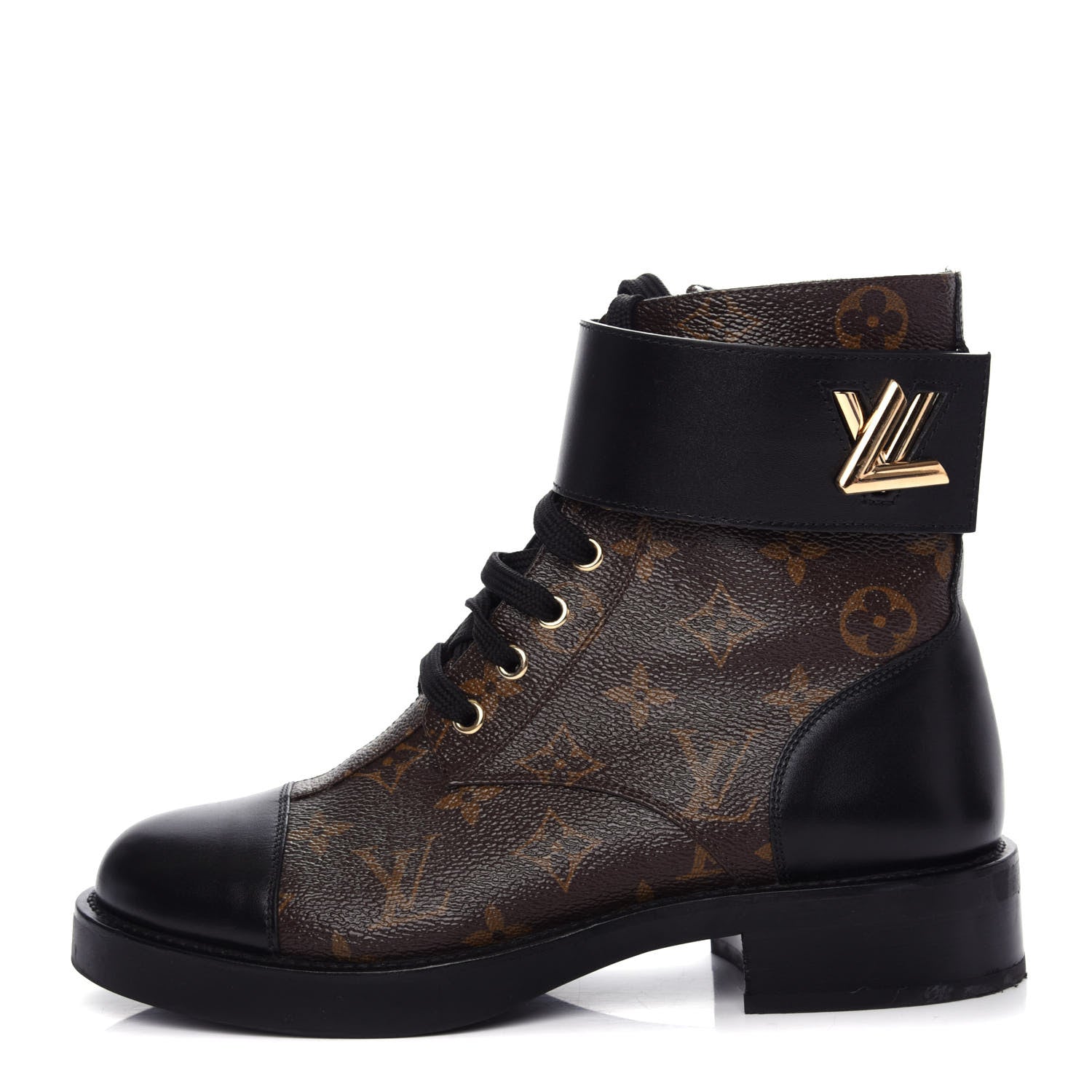 Louis Vuitton Calfskin Monogram Wonderland Flat Ranger Boots 37 Black 1 of 10