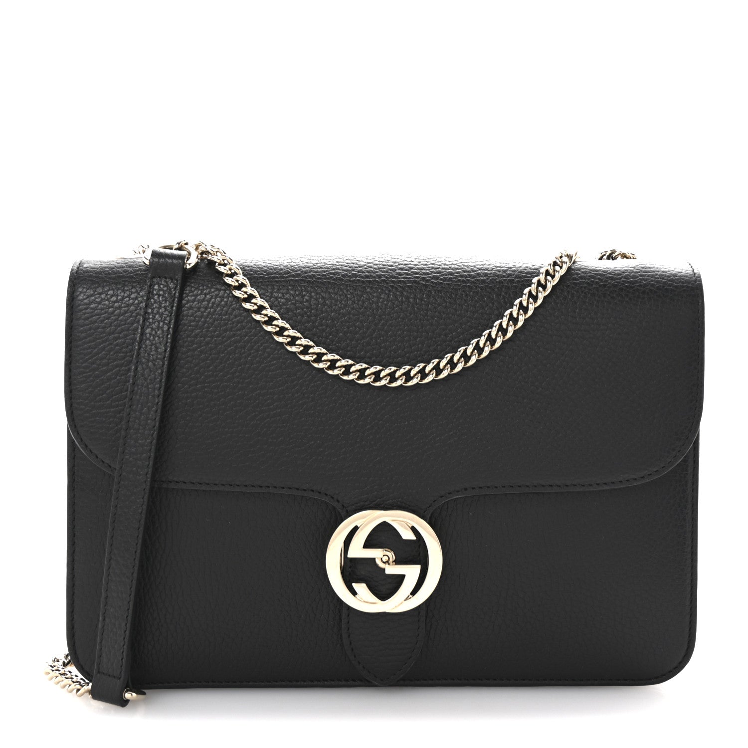 Gucci Dollar Calfskin Interlocking G Shoulder Bag Black 1 of 10