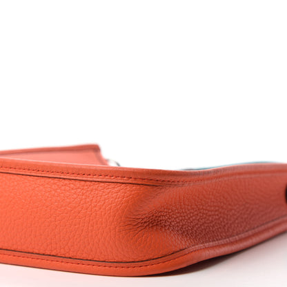 Hermes Taurillon Clemence Amazone Evelyne TPM Orange Poppy Bleu Saint Cyr 7 of 10