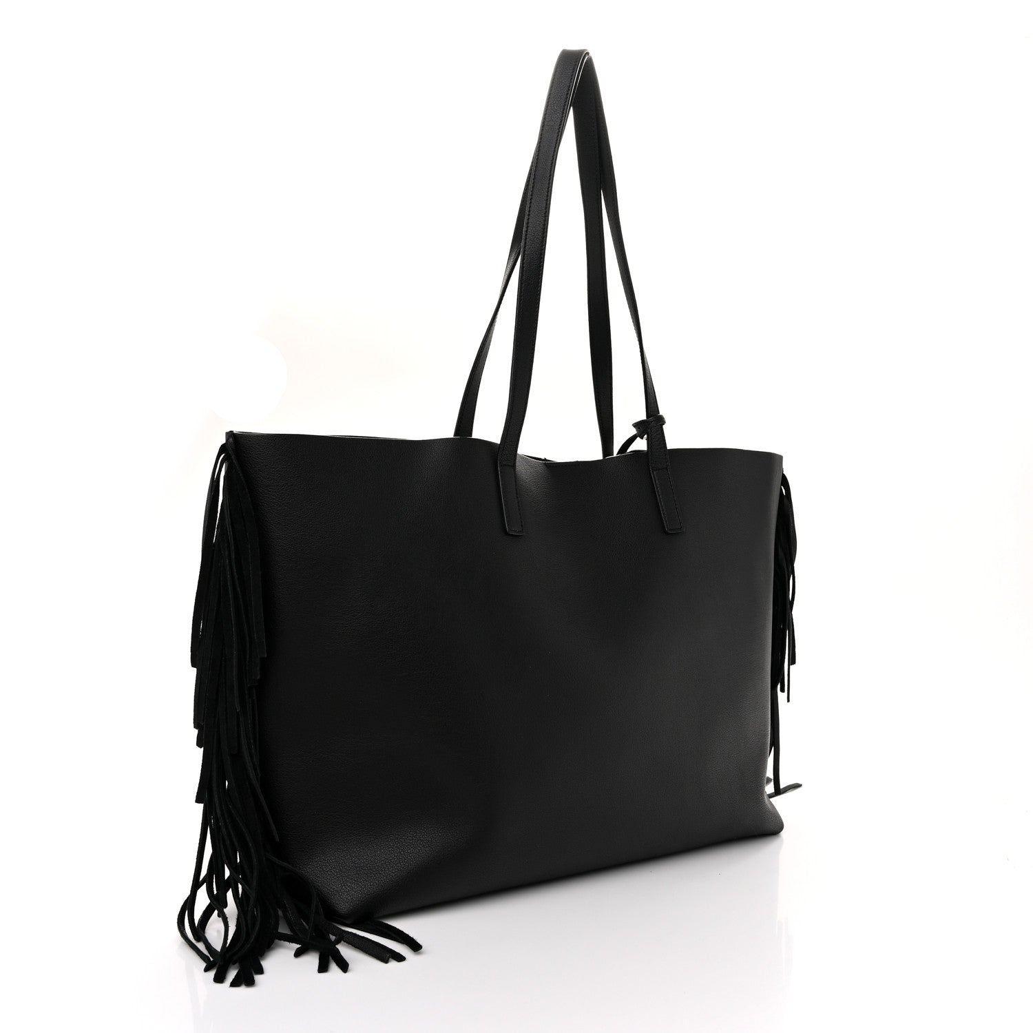 Saint Laurent Calfskin Large Fringe Shopping Tote Black 4 of 11