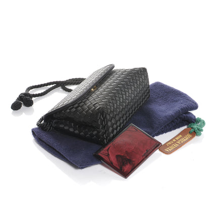 Bottega Veneta Vintage Woven Satin Evening Bag Black 4 of 6