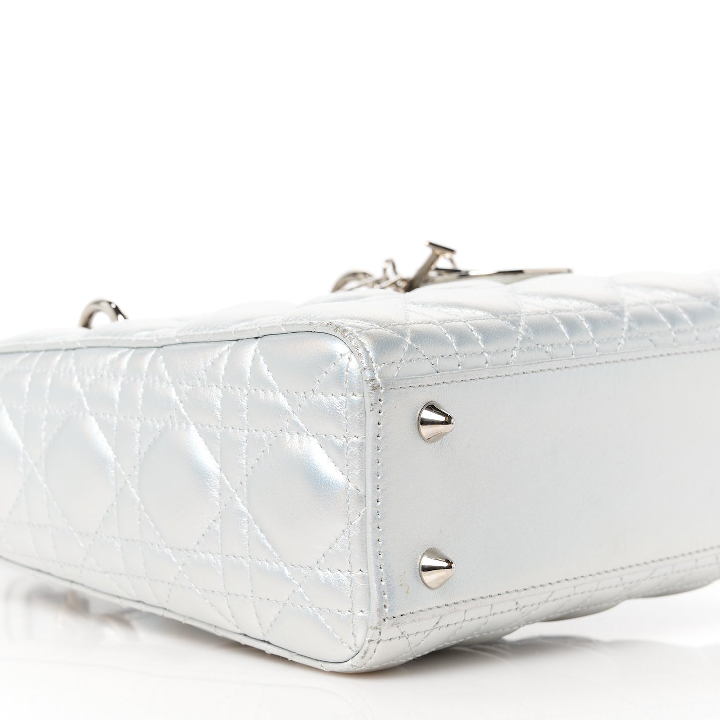 Iridescent Metallic Lambskin Cannage Small My ABCDior Lady Dior Silver