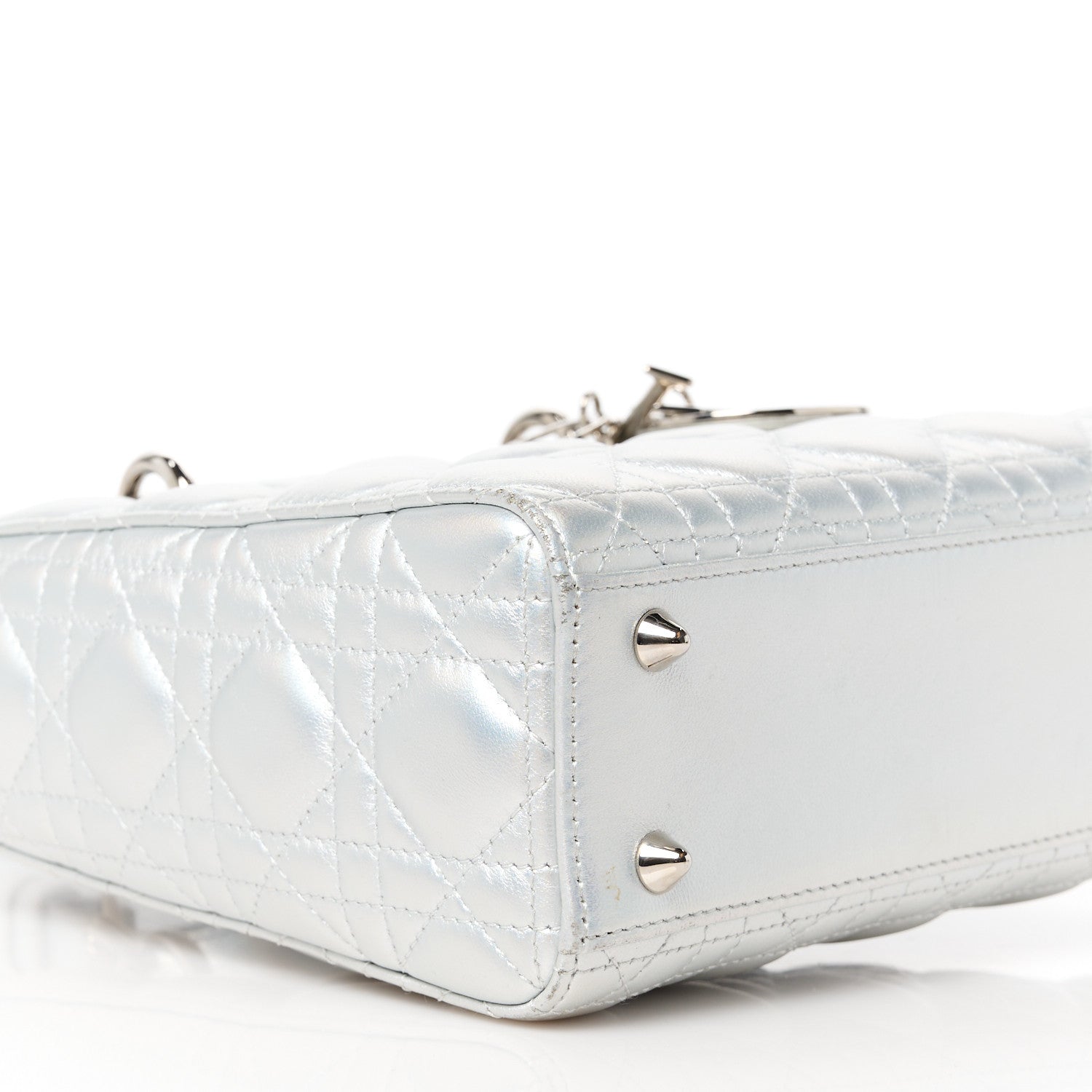 Christian Dior Iridescent Metallic Lambskin Cannage Small My ABCDior Lady Dior Silver 9 of 10