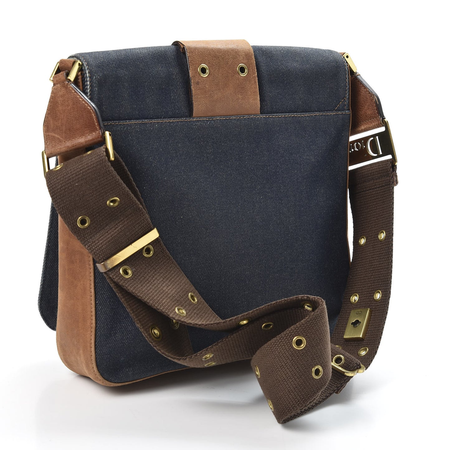 Denim Calfskin Street Chic Messenger Blue Brown