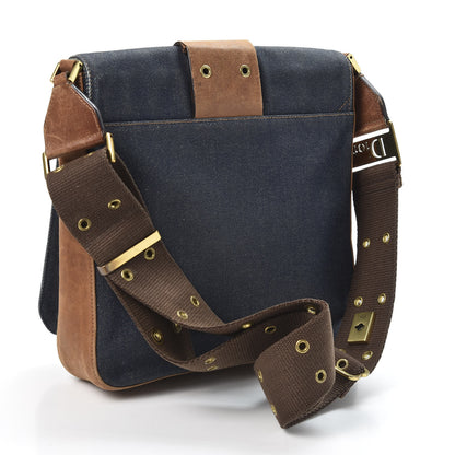Christian Dior Denim Calfskin Street Chic Messenger Blue Brown 2 of 9