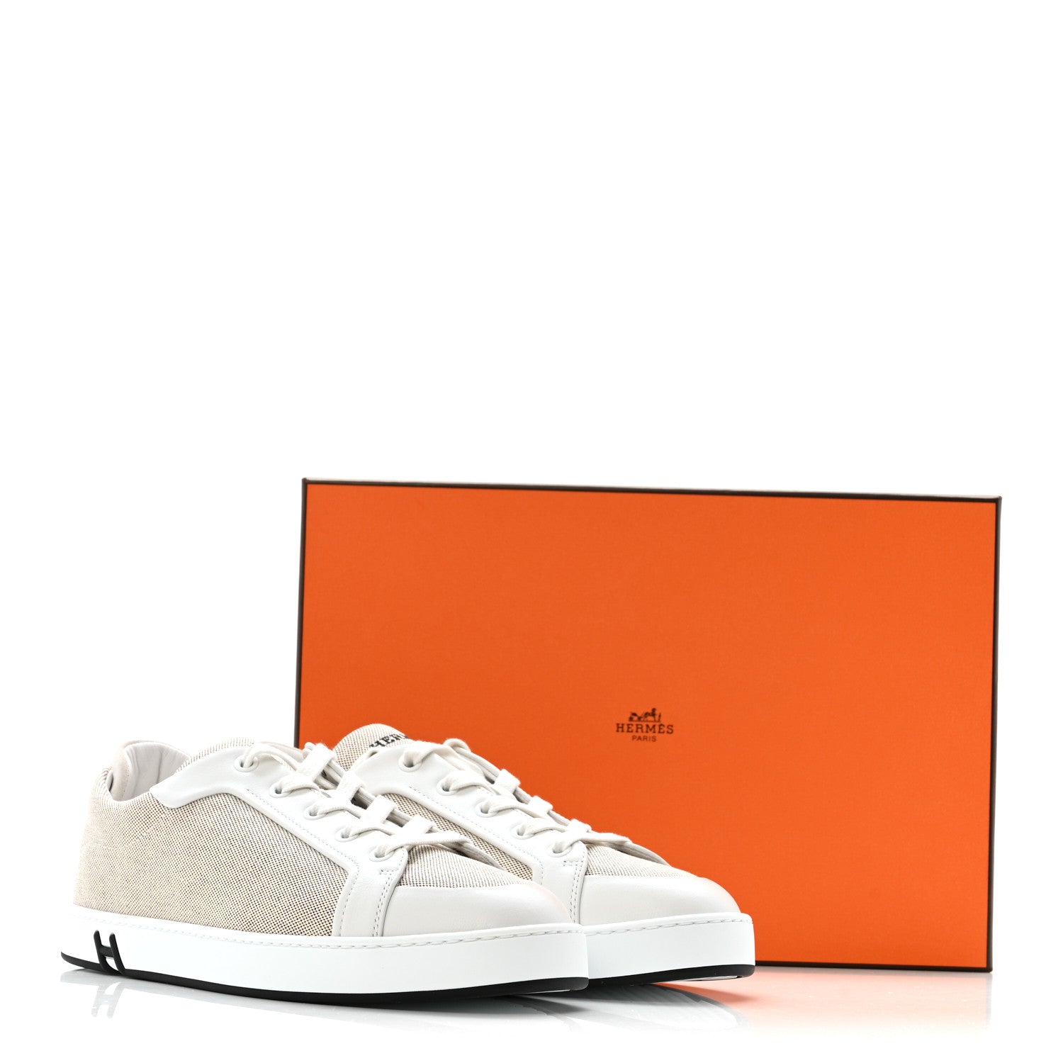 Hermes Calfskin Canvas Kid Sneakers 38 Prunoir White 10 of 10