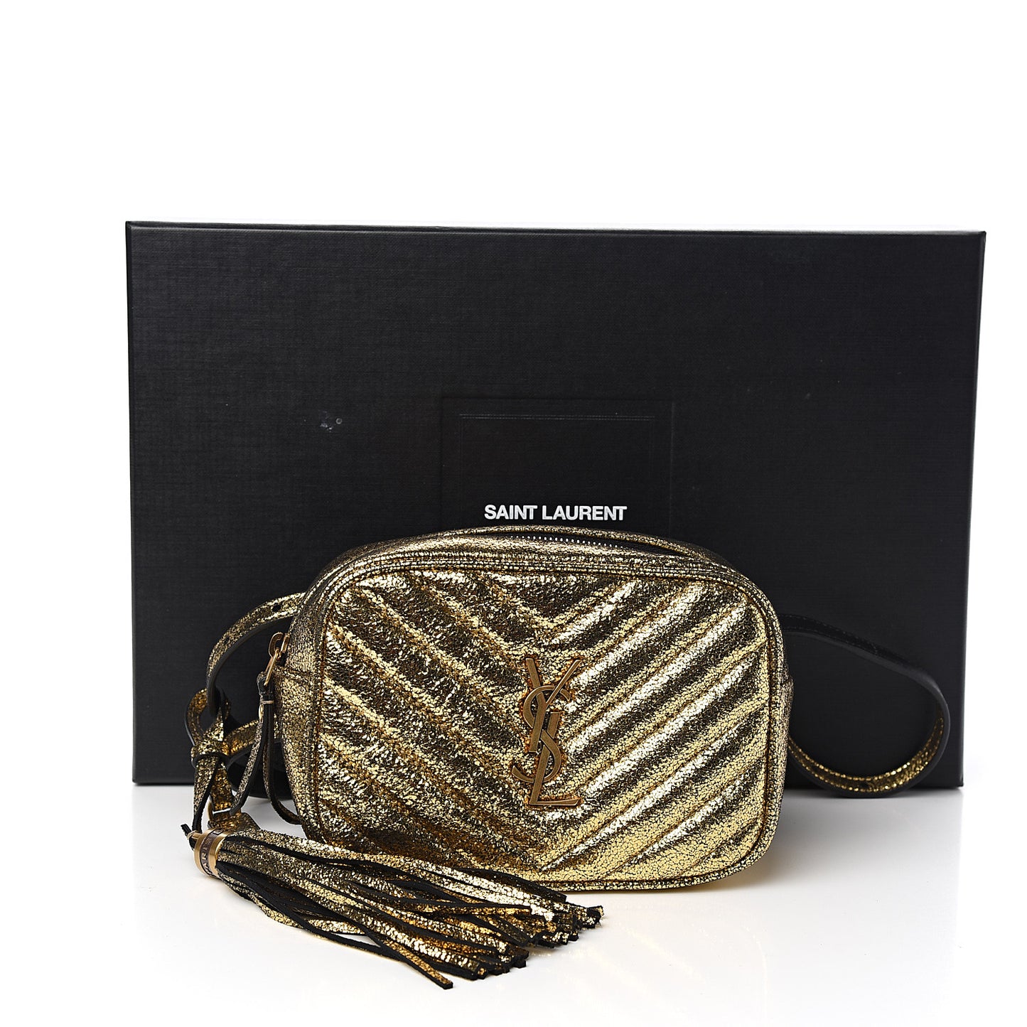 Crinkled Metallic Calfskin Matelasse Monogram Lou Belt Bag Gold