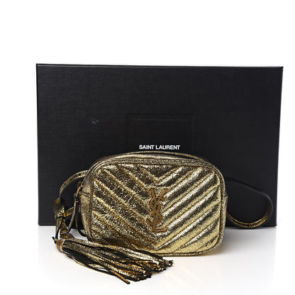 Saint Laurent Crinkled Metallic Calfskin Matelasse Monogram Lou Belt Bag Gold 10 of 10