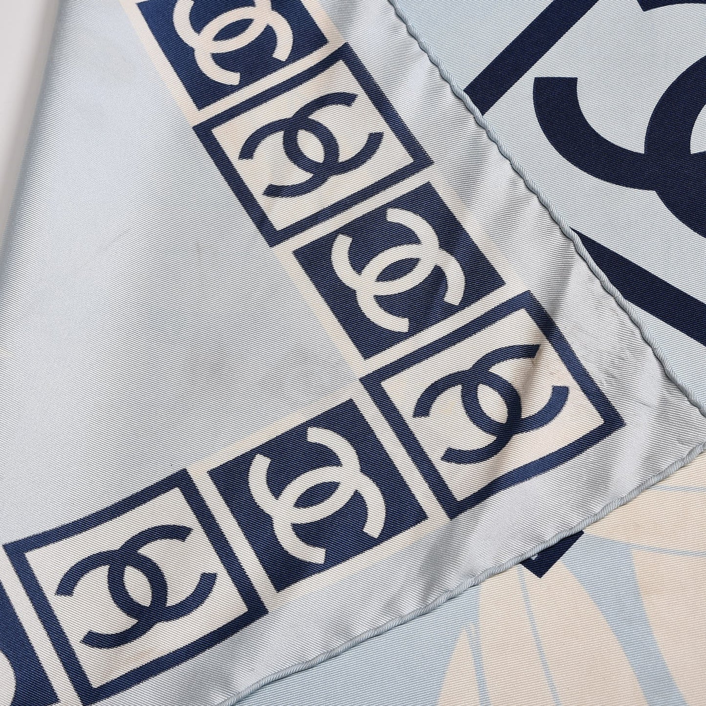 Silk CC Square Scarf Blue