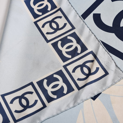 Chanel Silk CC Square Scarf Blue 7 of 7