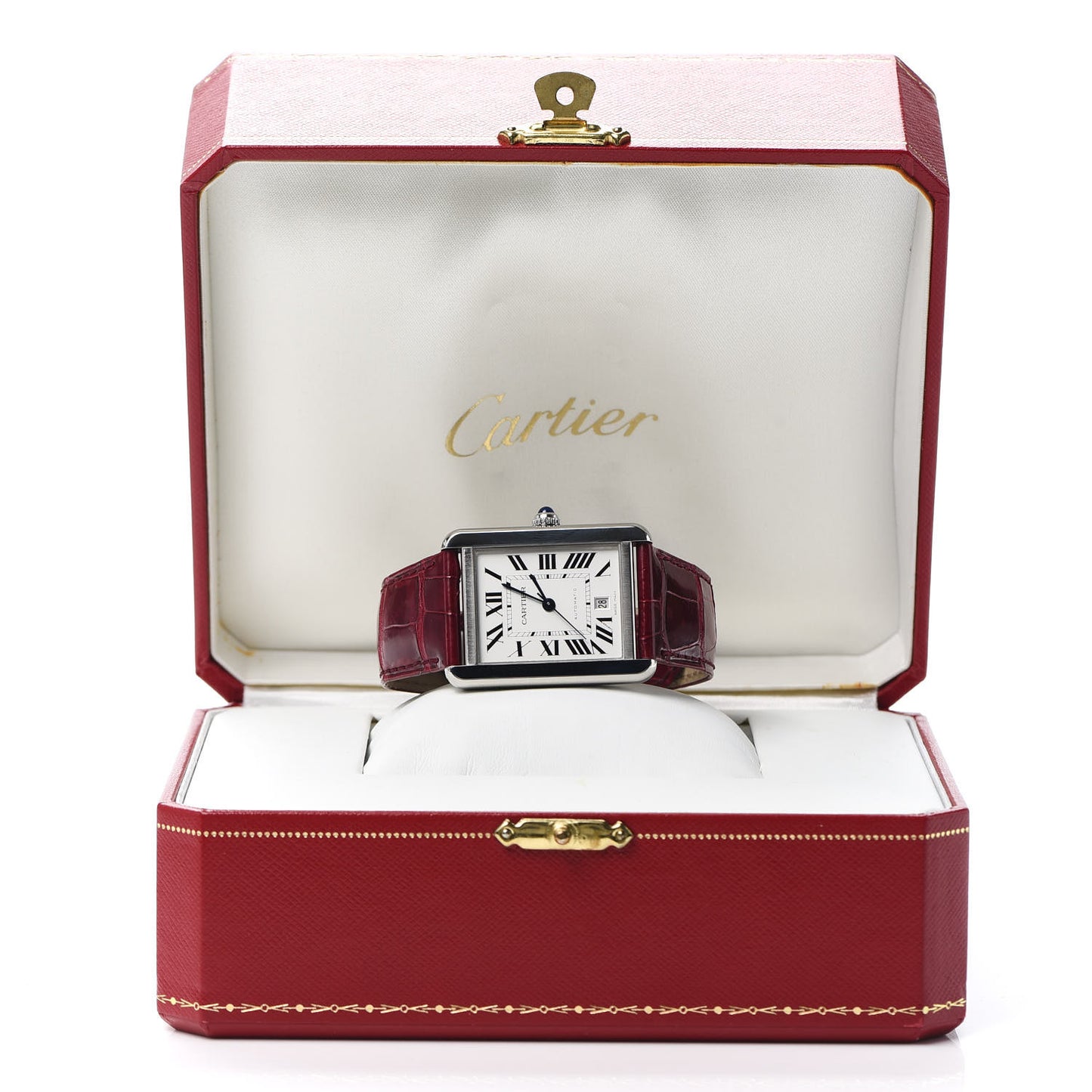 Stainless Steel Alligator 31mm Tank Solo Automatic Watch Red