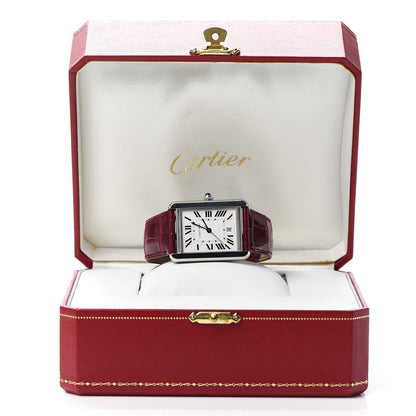 Cartier Stainless Steel Alligator 31mm Tank Solo Automatic Watch Red 6 of 6