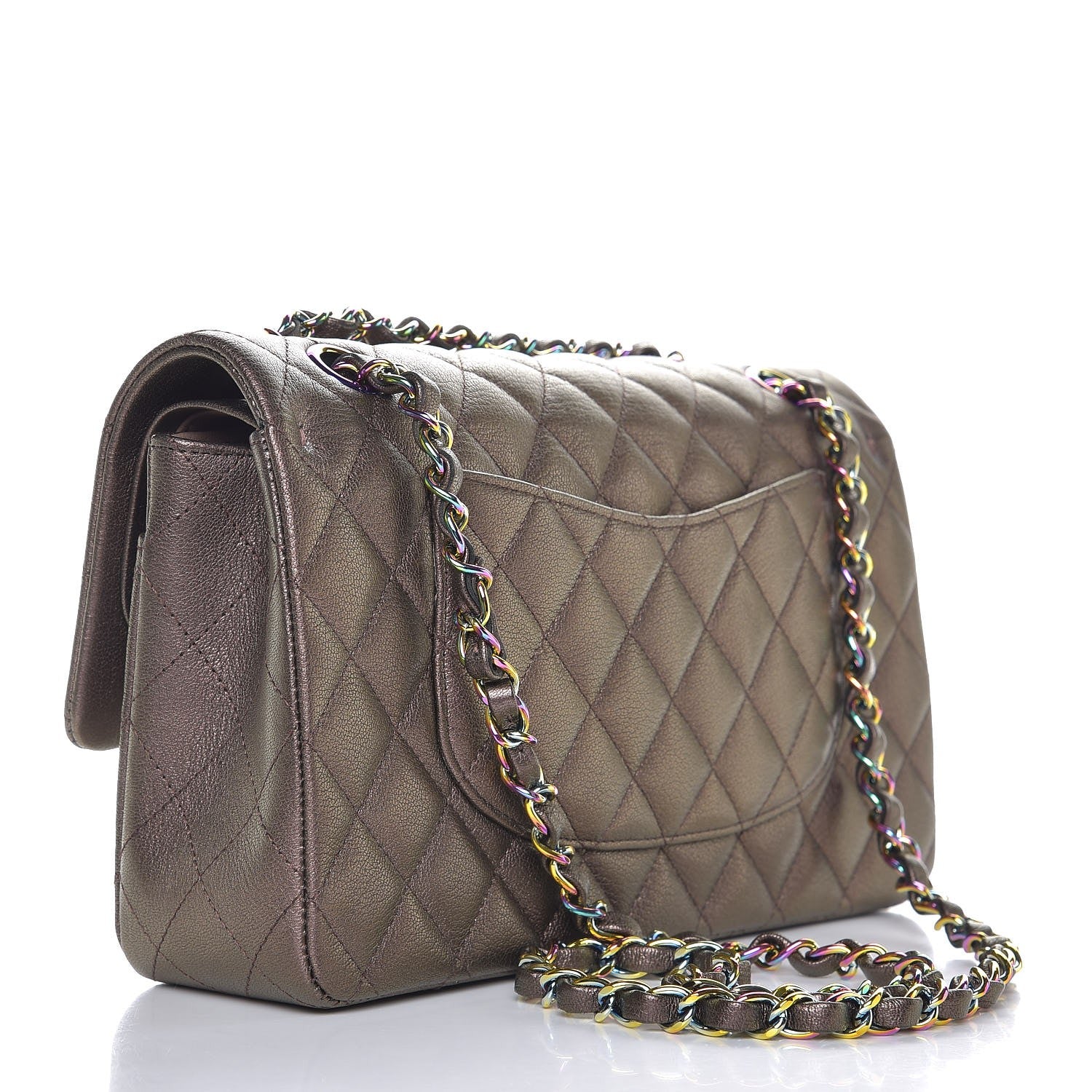 Chanel Iridescent Goatskin Quilted Medium Double Flap Bronze 3 of 8