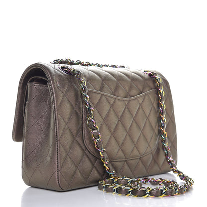 Chanel Iridescent Goatskin Quilted Medium Double Flap Bronze 3 of 8