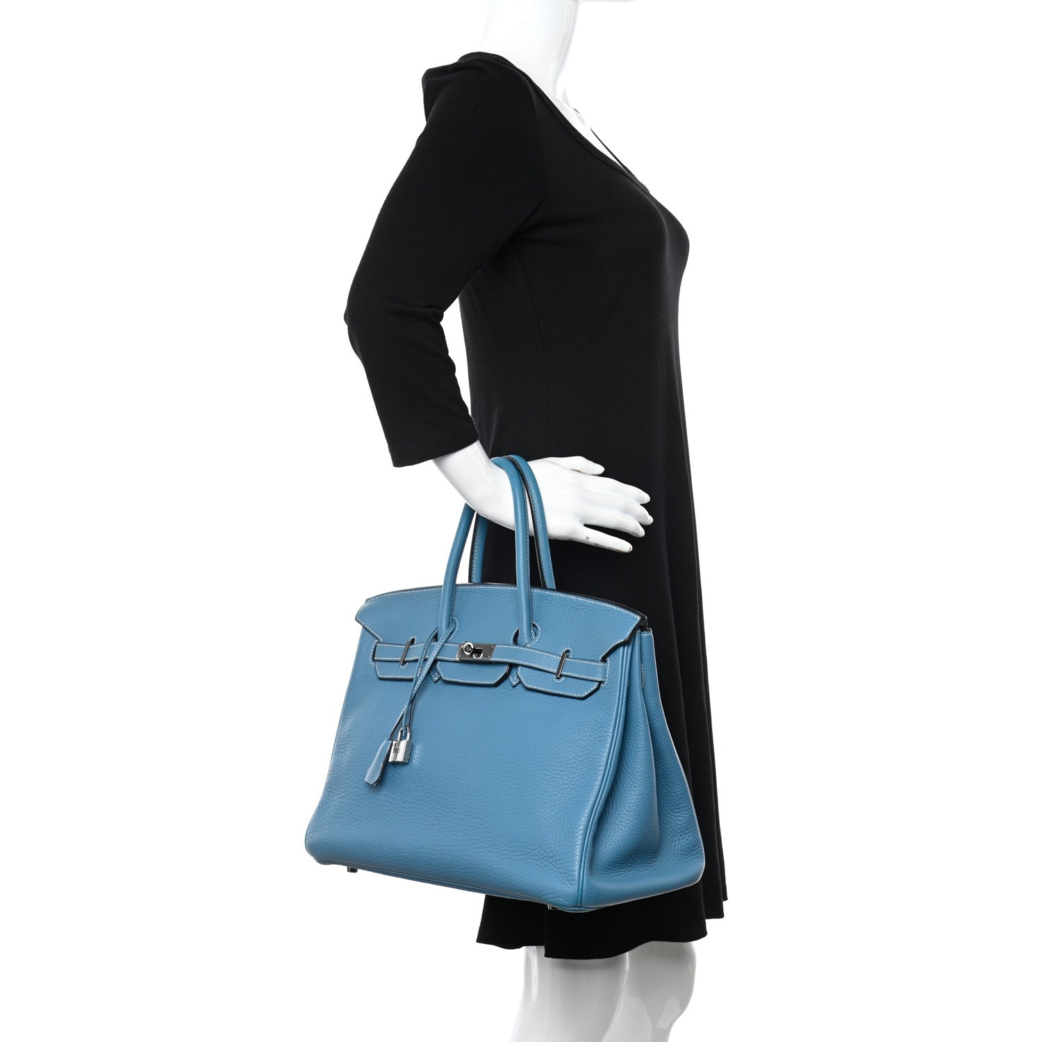 Hermes Taurillon Clemence Birkin 35 Blue Jean 2 of 16