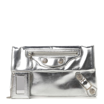 Balenciaga Laminated Calfskin Giant 21 Silver Hardware Envelope Clutch Silver 1 of 15