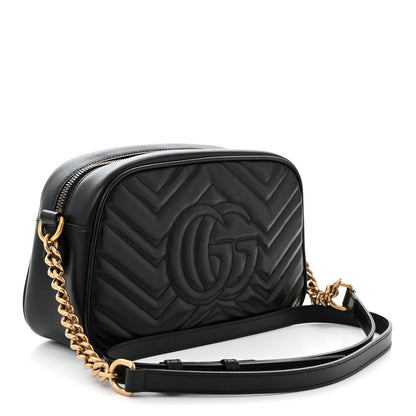 Gucci Calfskin Matelasse Small GG Marmont Chain Shoulder Bag Black 3 of 11