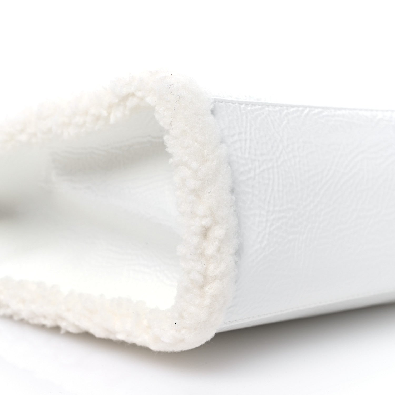 Telfar X UGG Crinkle Patent Shearling Medium Shopping Bag White 9 of 10