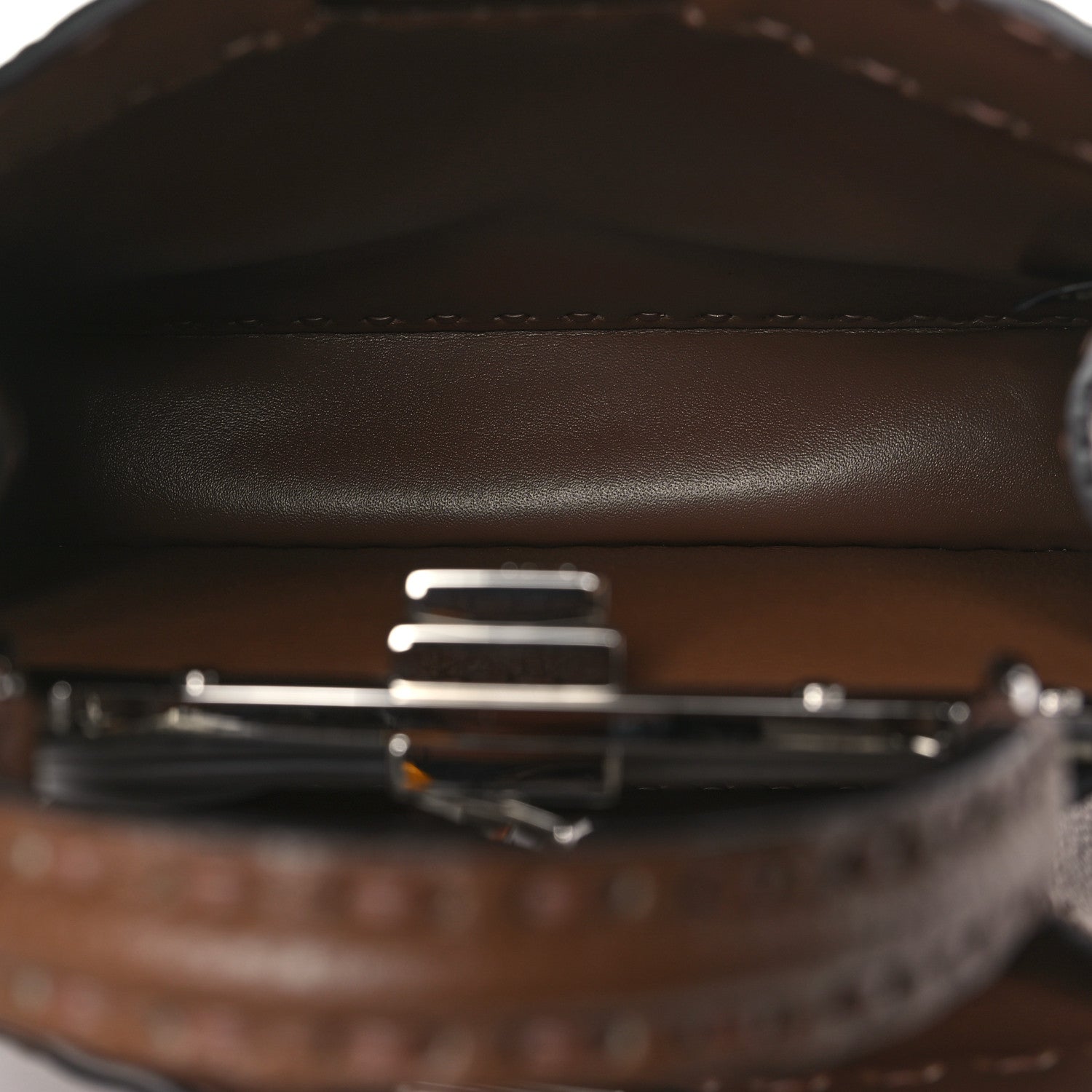 Fendi Cuoio Roma Sellerissima Nappa Sintetica Tape Stitch Small Peekaboo I SEE U Satchel Fettuccia 5 of 10