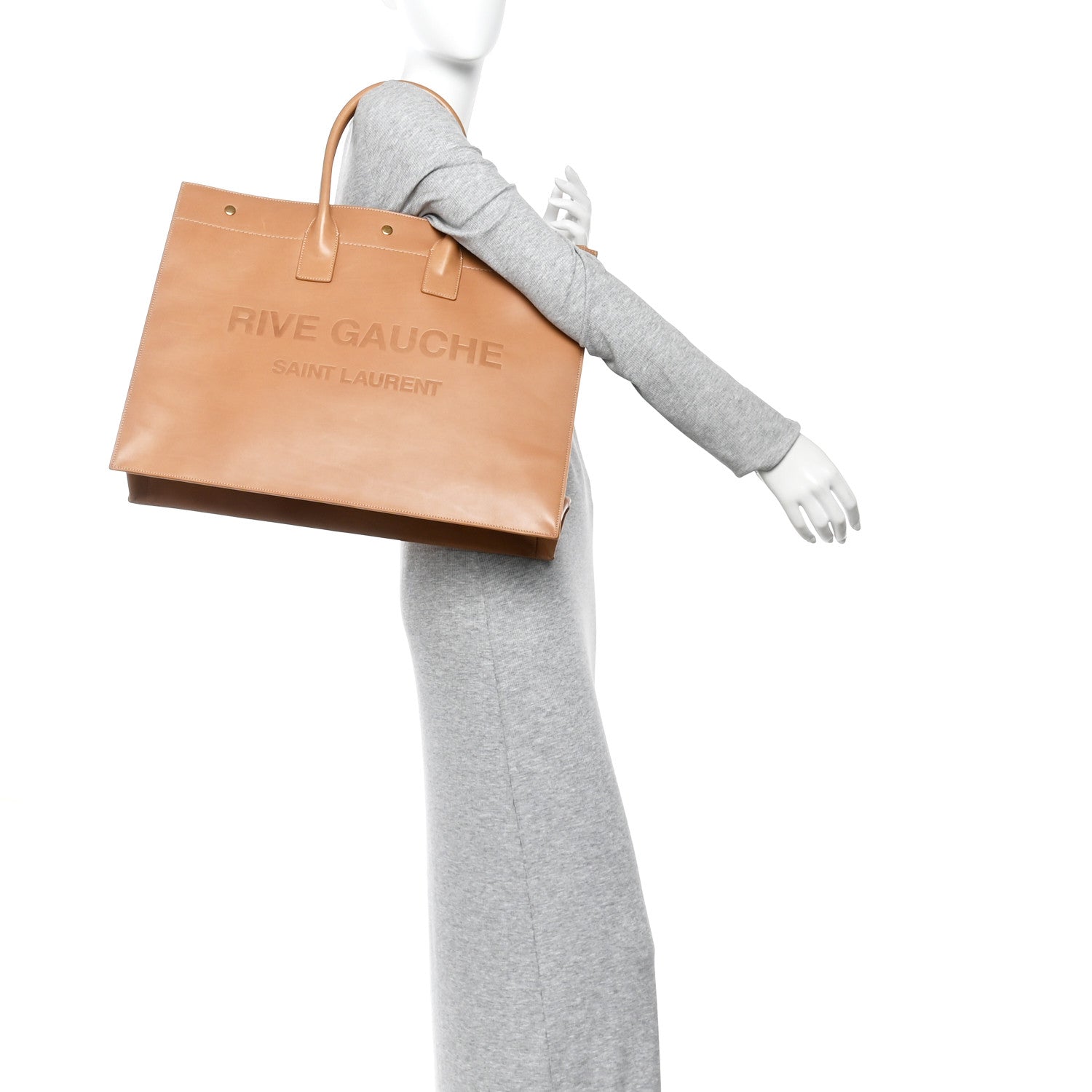 Saint Laurent Vitello Large Rive Gauche Tote Natural 2 of 11