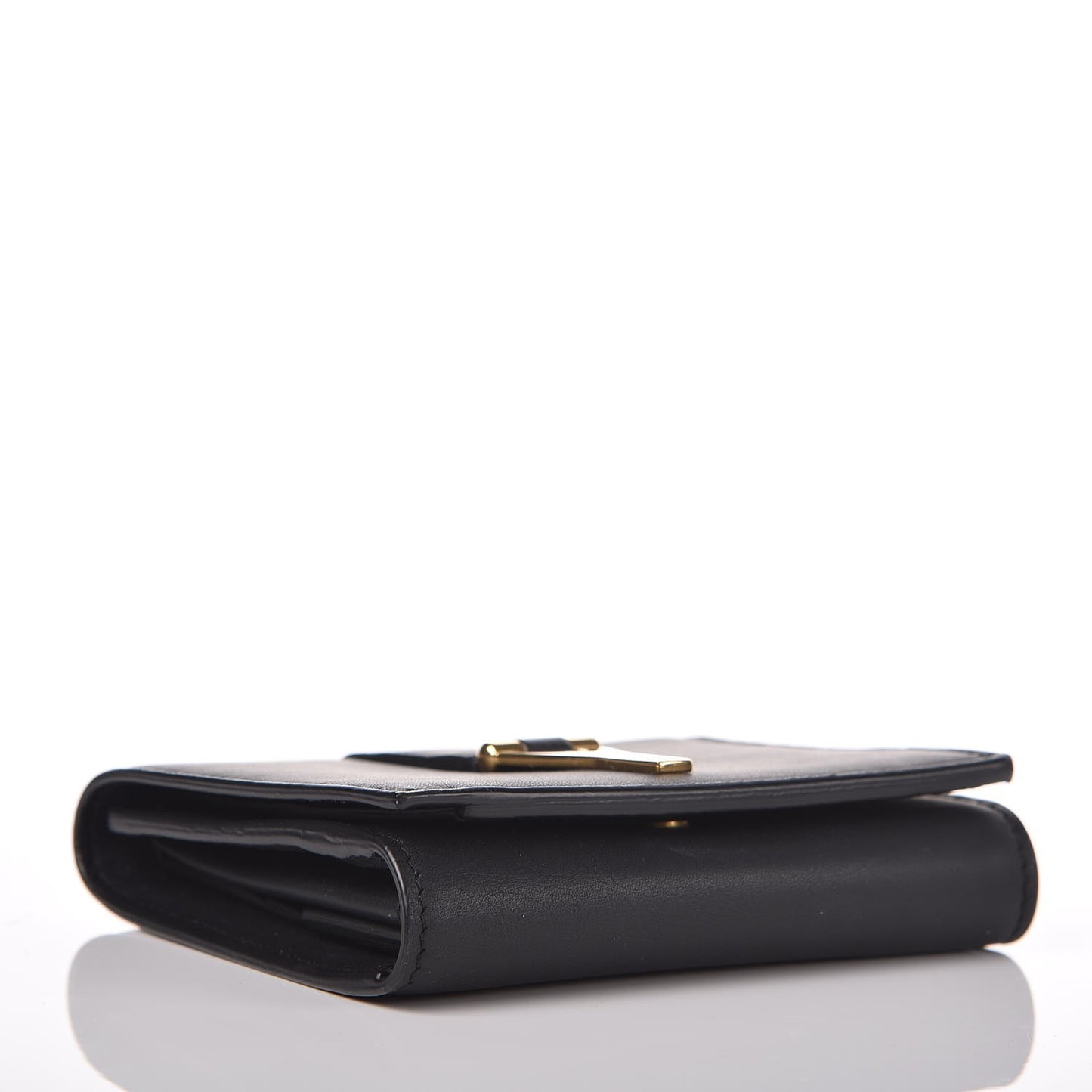 Calfskin Classic Y Compact Wallet Black