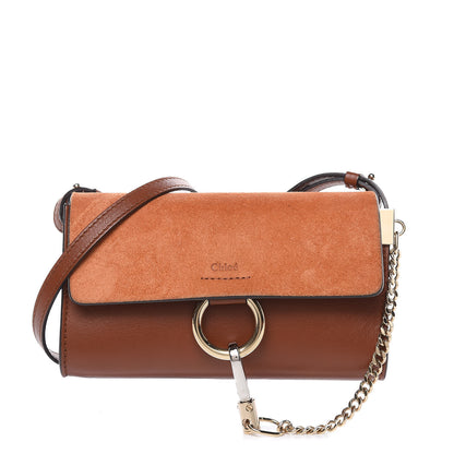 Chloe Suede Calfskin Mini Faye Shoulder Bag Tobacco 1 of 11