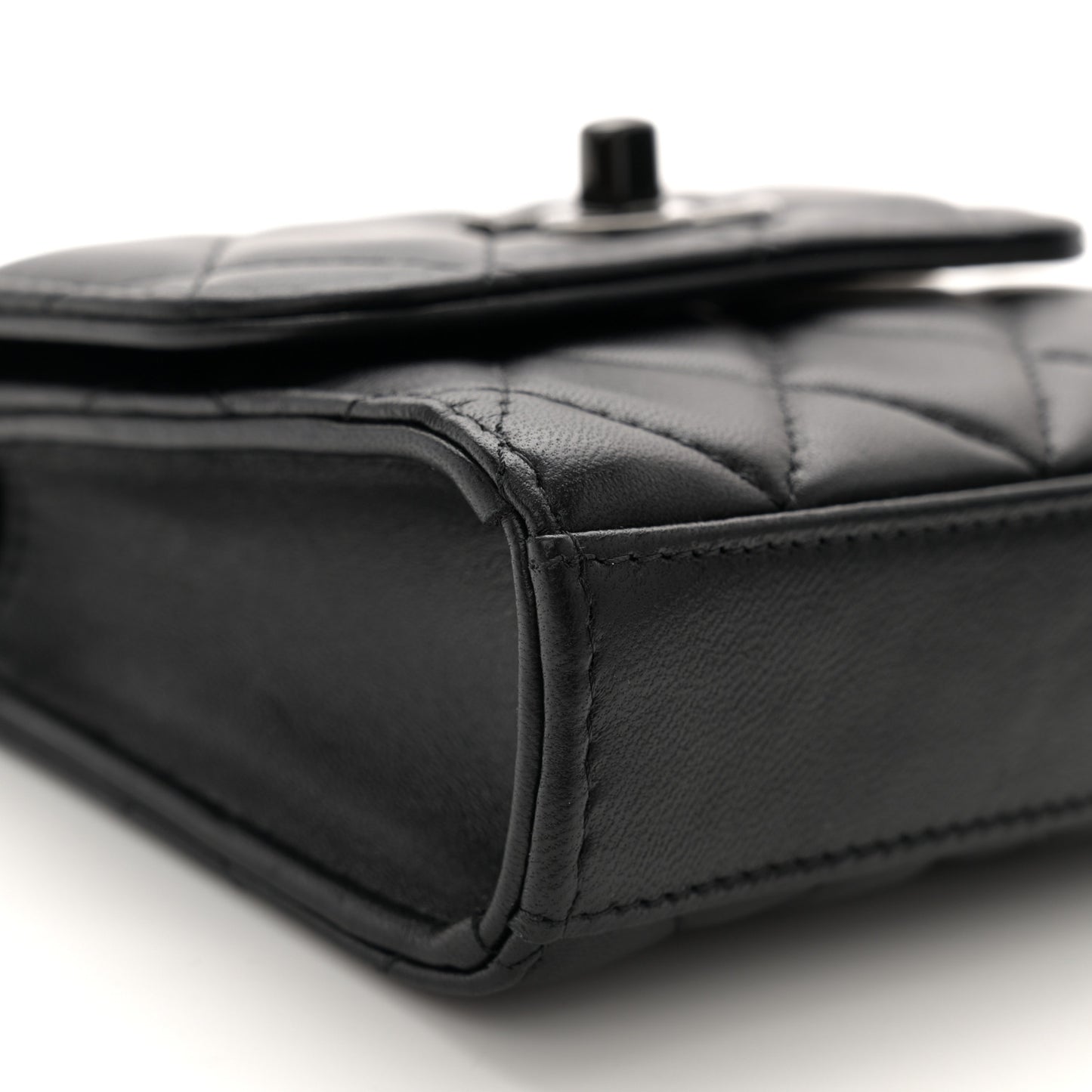 Lambskin Quilted Mini Trendy CC Clutch With Chain So Black
