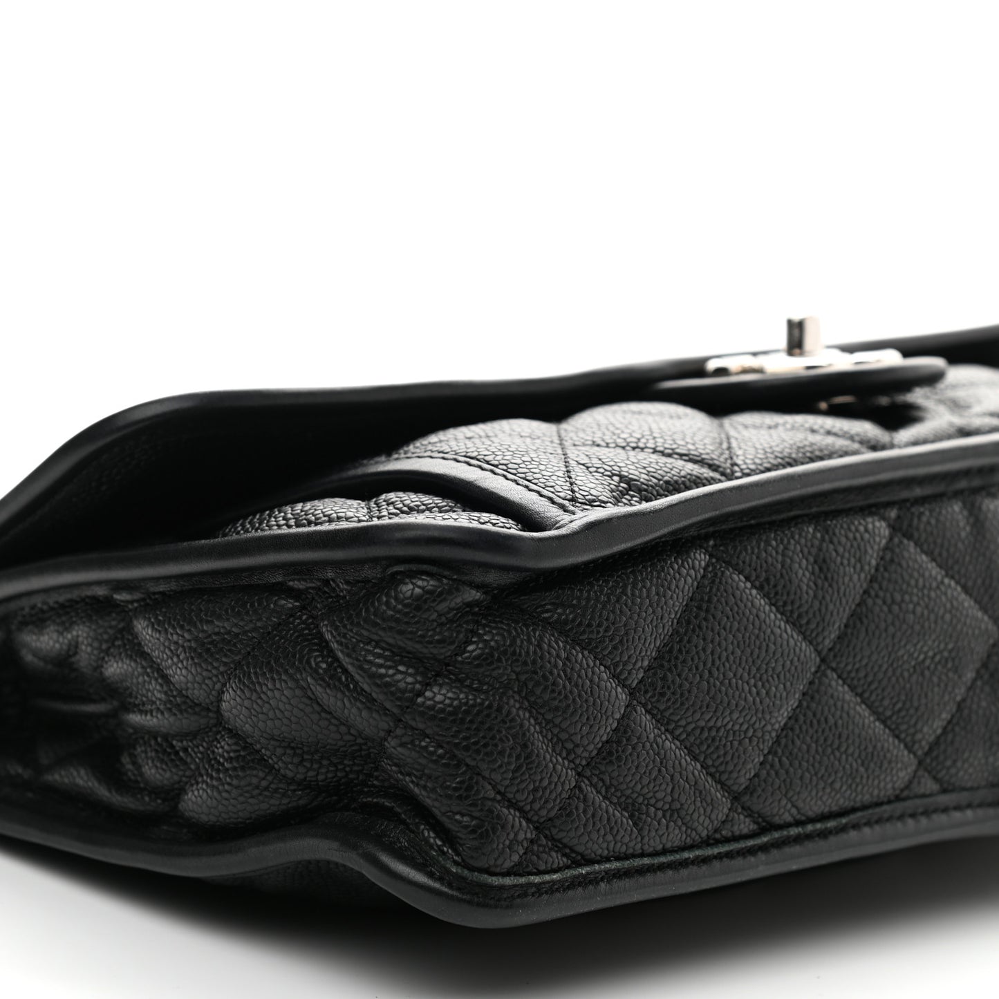 Caviar Quilted Large French Riviera Flap Black