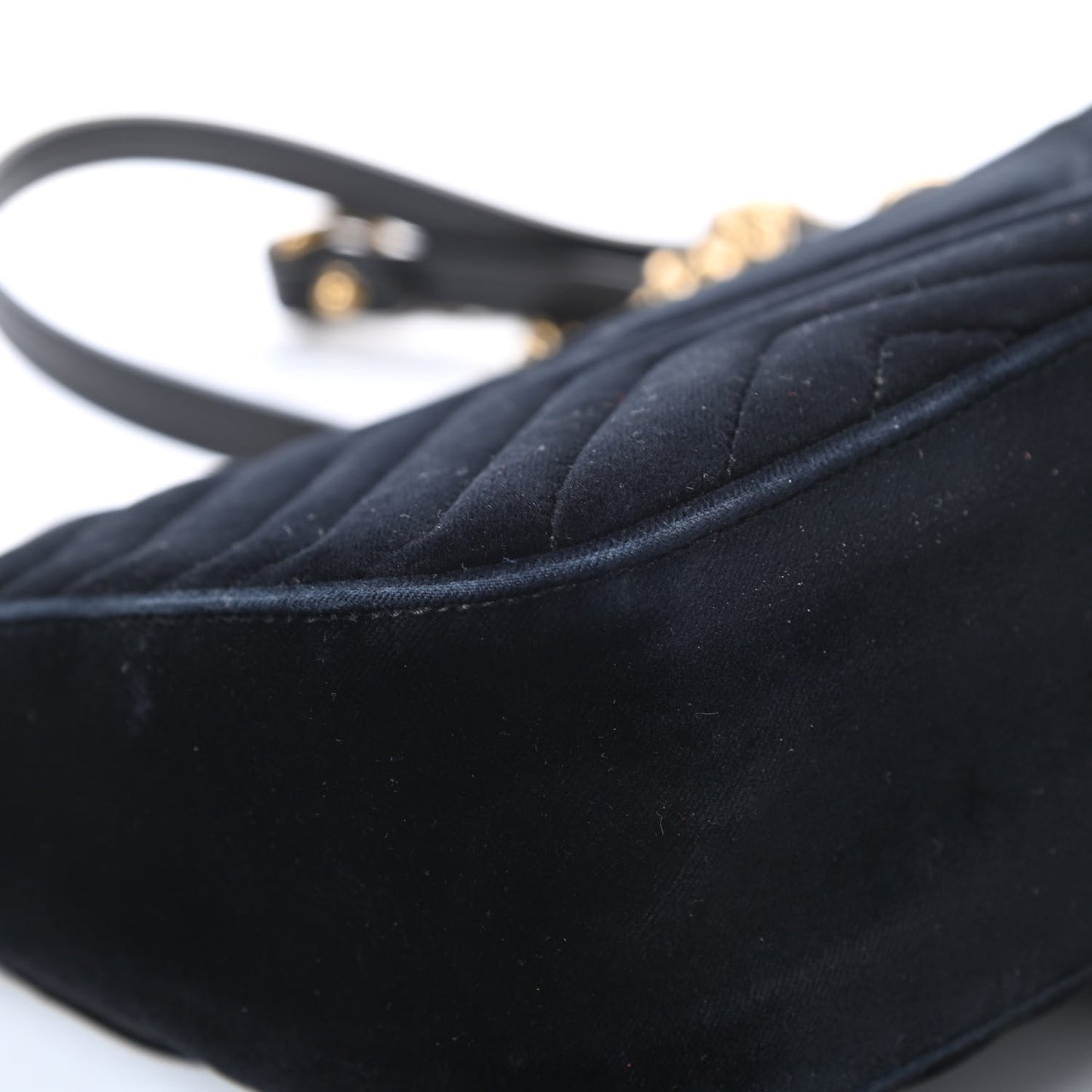 Velvet Matelasse Small GG Marmont Shoulder Bag Black