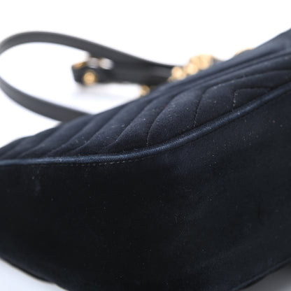 Gucci Velvet Matelasse Small GG Marmont Shoulder Bag Black 13 of 17