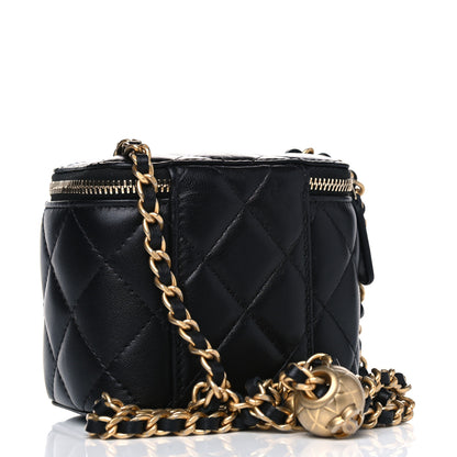 Chanel Lambskin Quilted Mini Pearl Crush Vanity Case With Chain Black 2 of 4