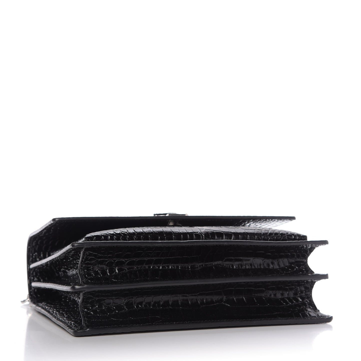 Calfskin Crocodile Embossed Medium Monogram Sunset Black