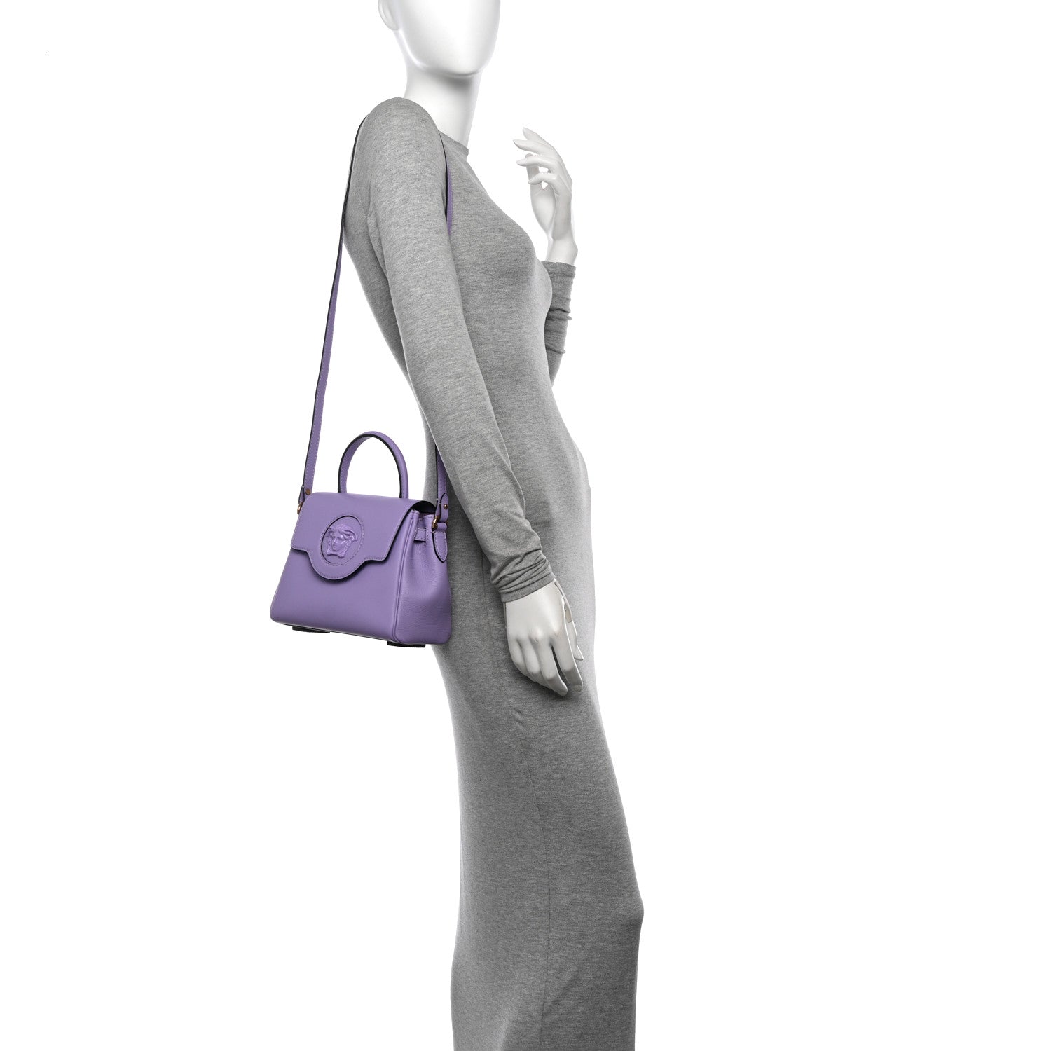 Versace Calfskin Medusa Small Top Handle Handbag Lilac 2 of 11
