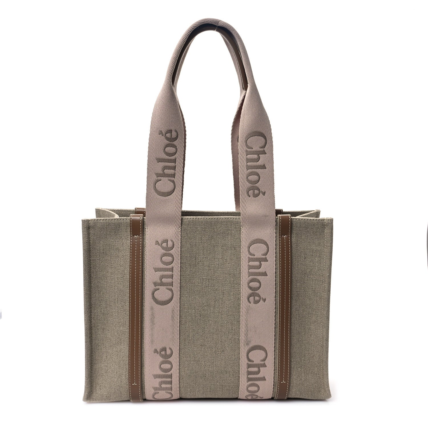 Chloe Linen Calfskin Medium Woody Ribbon Tote Blushy Beige 1 of 10