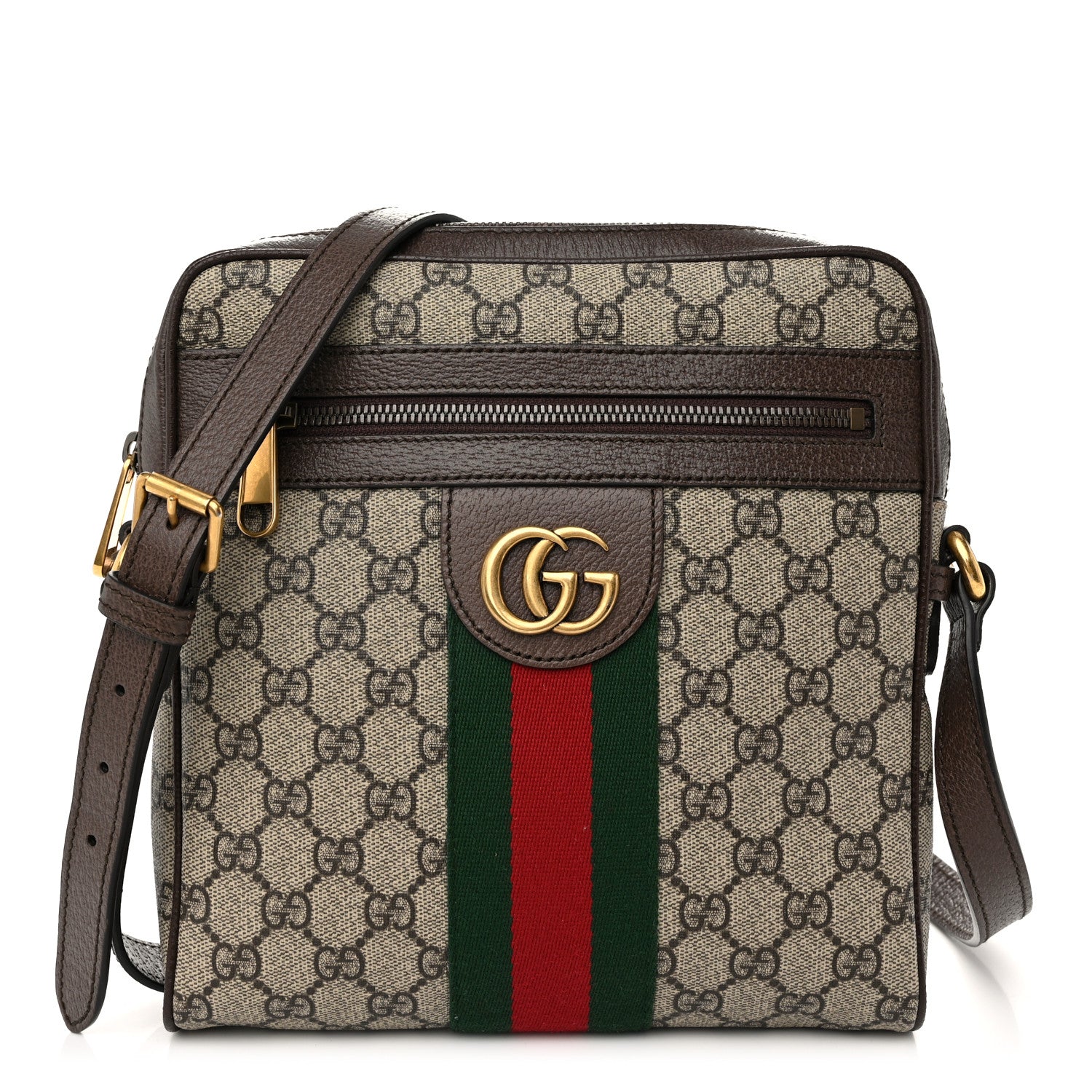 Gucci GG Supreme Monogram Web Small Ophidia Messenger Bag Brown 1 of 13