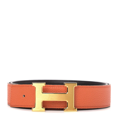 Hermes Box Togo 32mm H Belt 95 Chocolate Orange 1 of 4