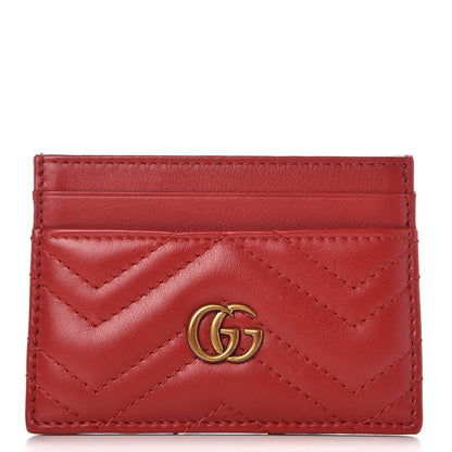 Gucci Calfskin Matelasse GG Marmont Card Holder Hibiscus Red 1 of 7