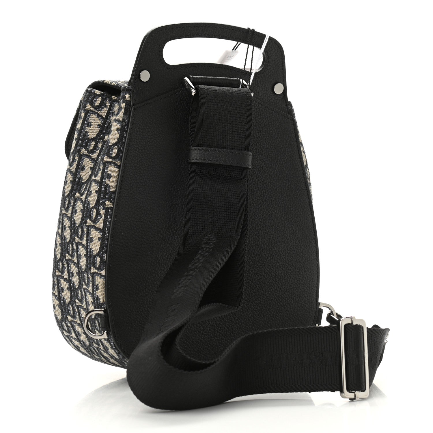 Christian Dior Grained Calfskin Oblique Gallop Sling Bag Black