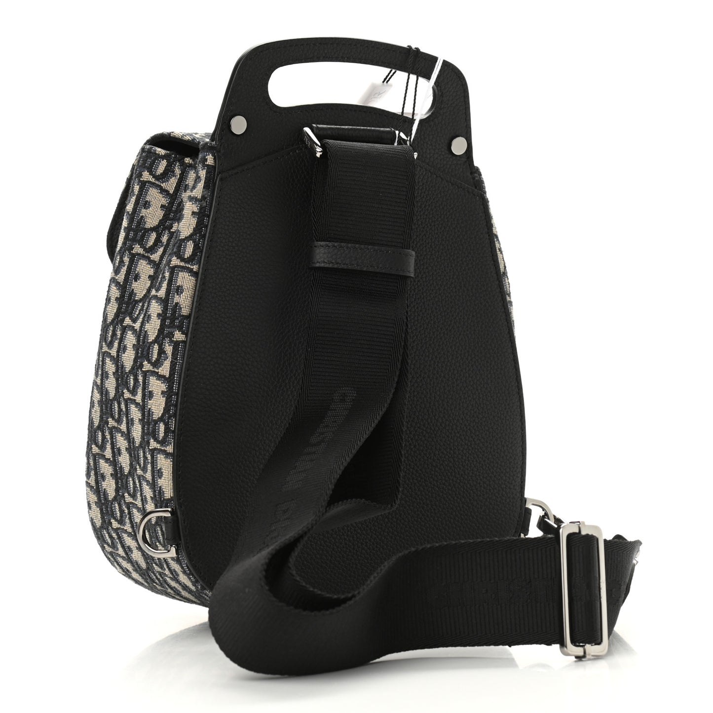 Grained Calfskin Oblique Gallop Sling Bag Black