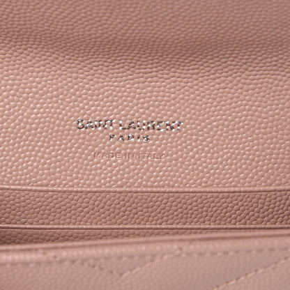 Saint Laurent Grain De Poudre Matelasse Chevron Small Monogram Envelope Wallet Pale Blush 6 of 7
