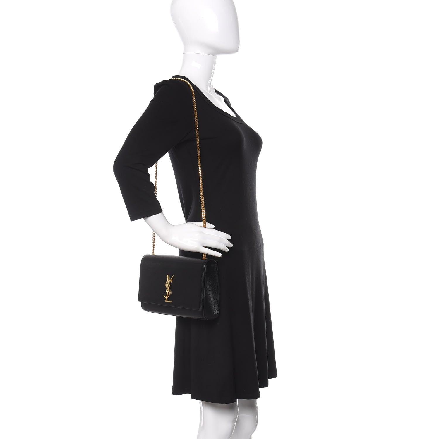 Saint Laurent Grain De Poudre Medium Classic Monogram Kate Satchel Black 2 of 9