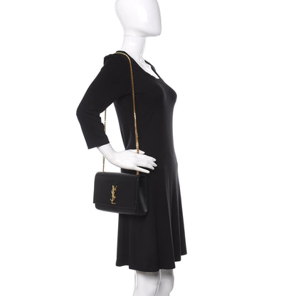 Saint Laurent Grain De Poudre Medium Classic Monogram Kate Satchel Black 2 of 9