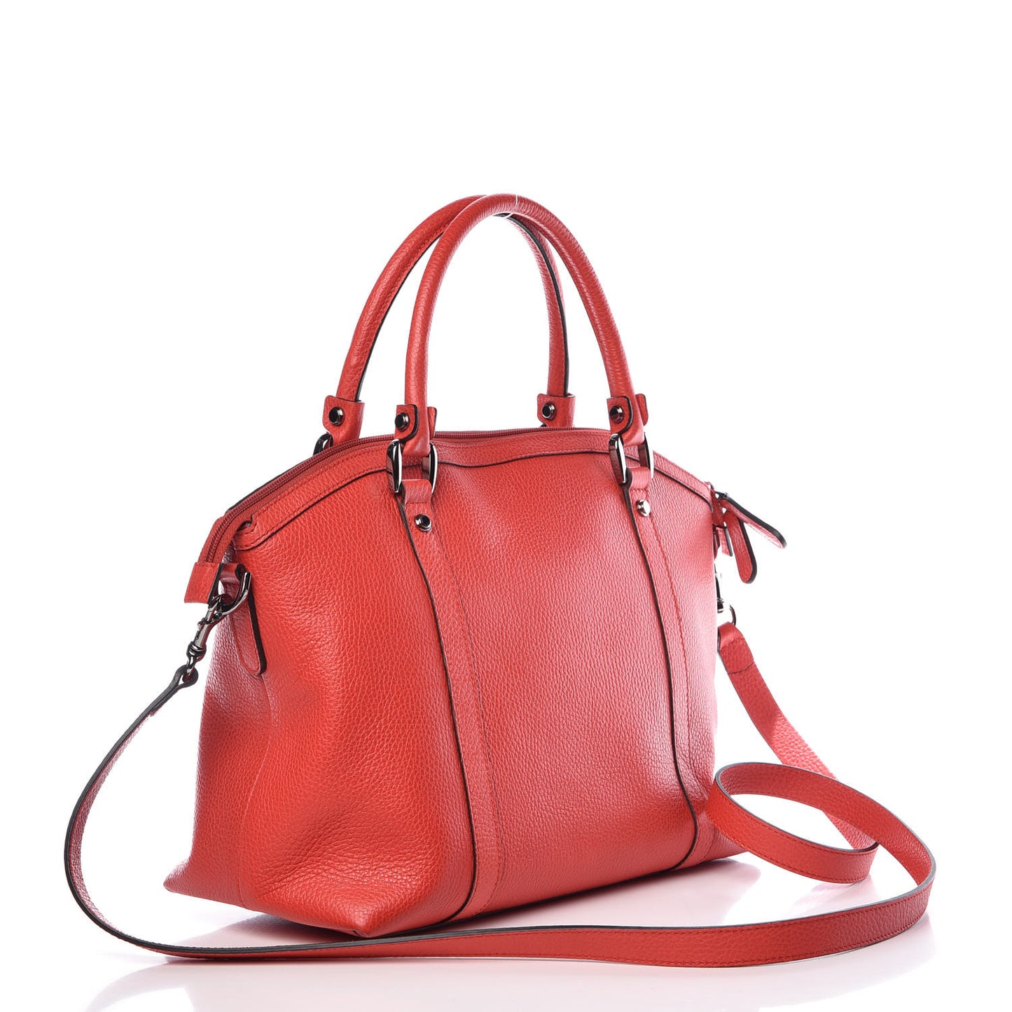 Dollar Calfskin Medium GG Charm Dome Satchel Sporting Red