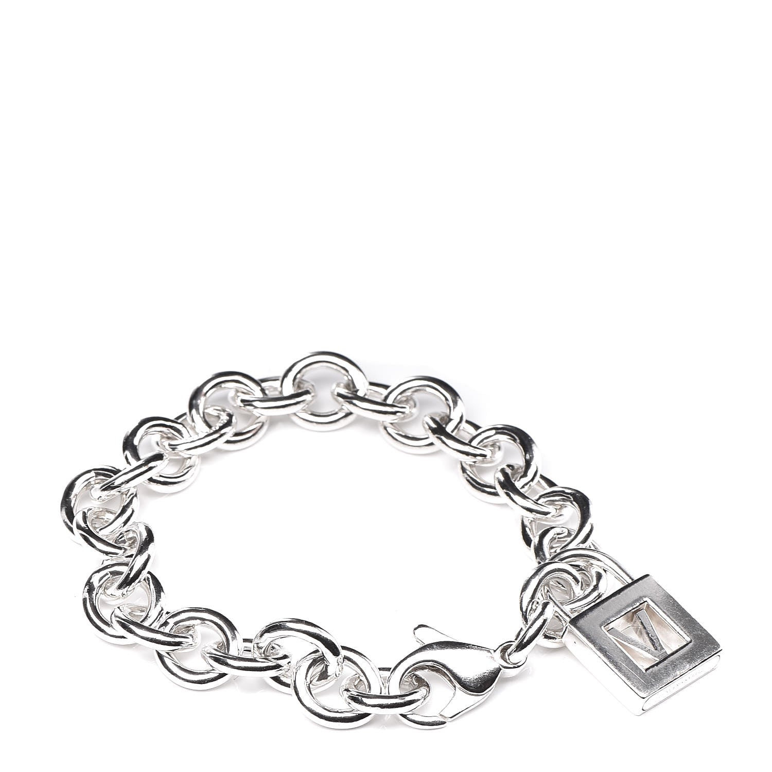 Tiffany Sterling Silver Initial V Lock Charm Bracelet 1 of 5