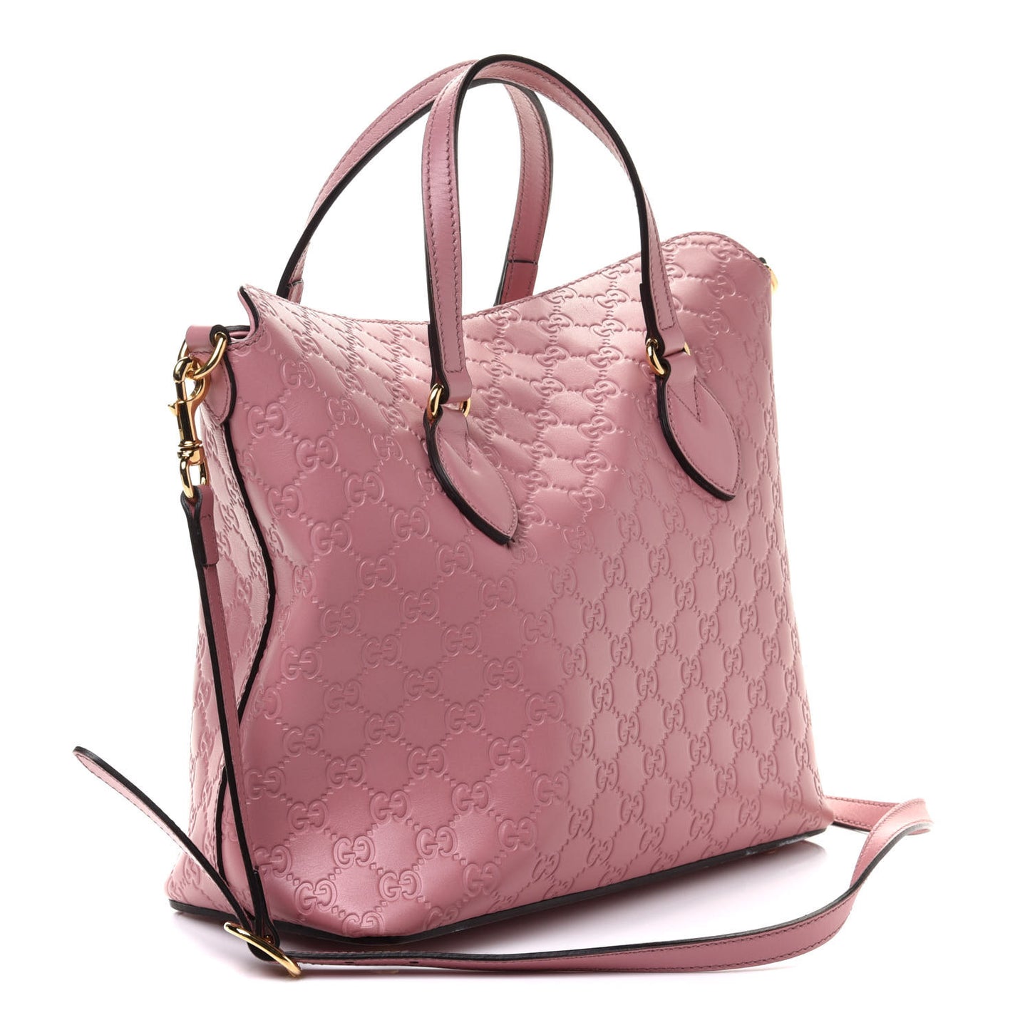 Guccissima Signature Linea A Foldover Tote Rose Baby Candy