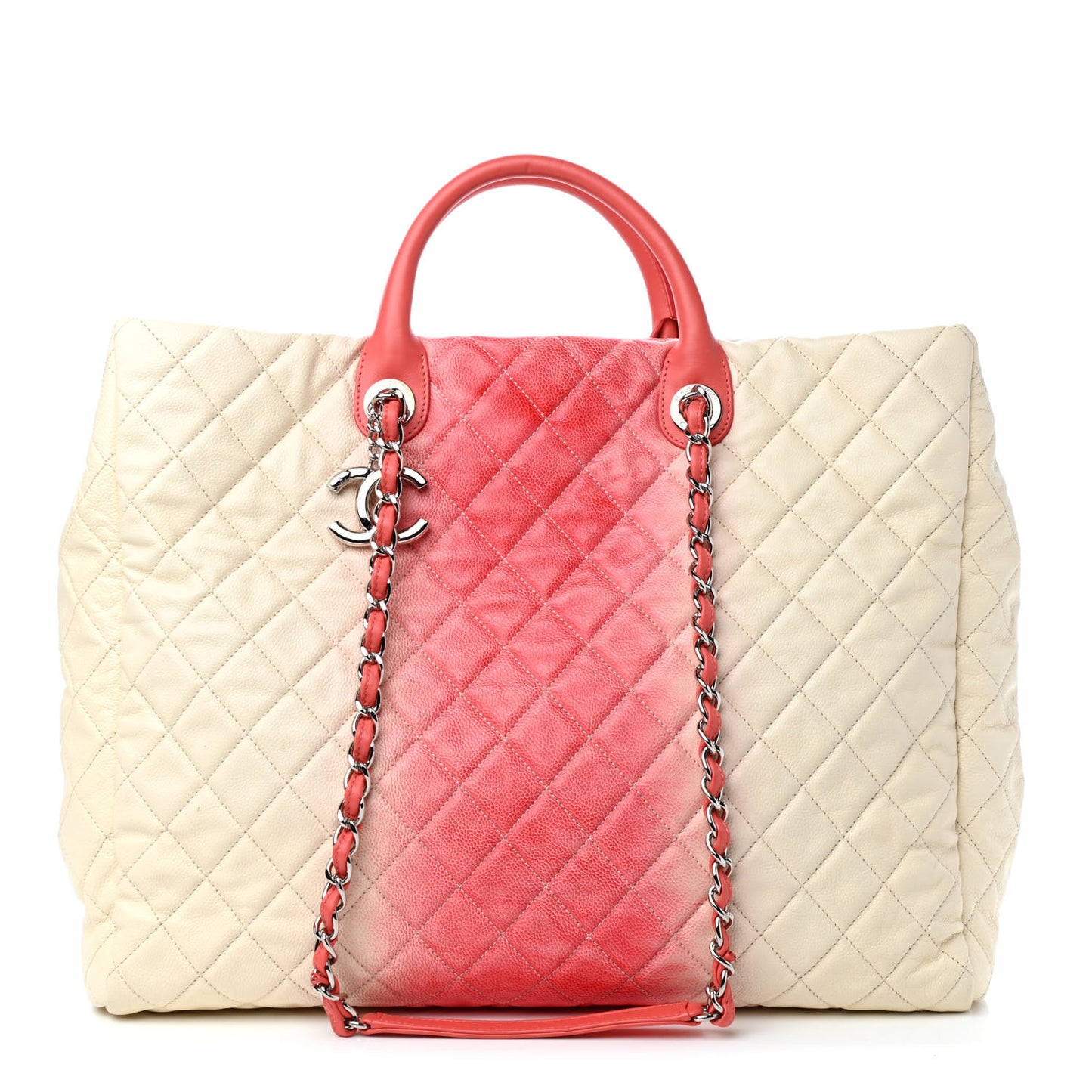 Caviar Ombre Large Shopping Tote White Rose