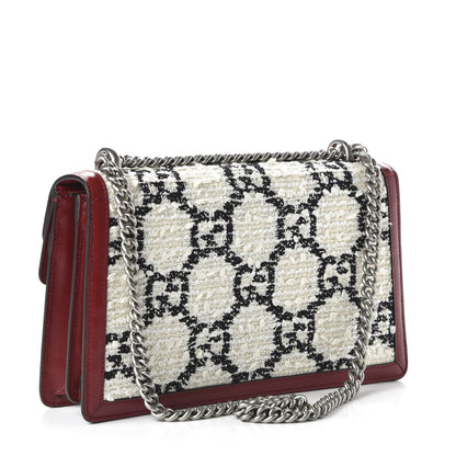 Gucci Tweed GG Monogram Small Dionysus Shoulder Bag White Black Romantic Cherry 3 of 10