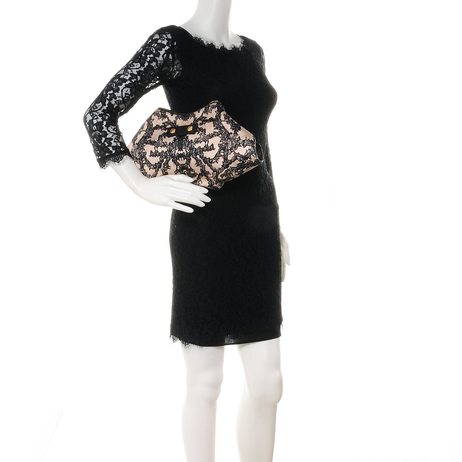 Alexander McQueen Silk De Manta Lace Print Clutch 2 of 7